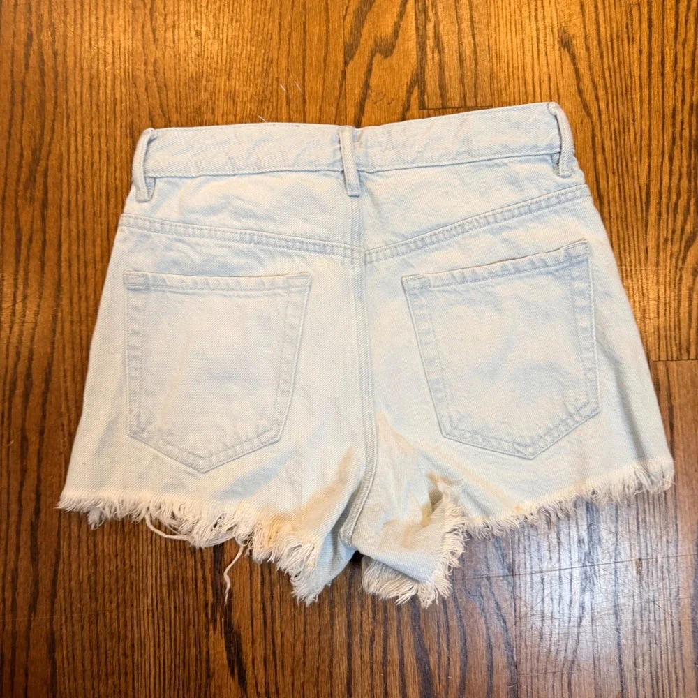 PacSun High Rise Distressed‎ Denim Shorts Frayed Hem 25 Light Wash Blue